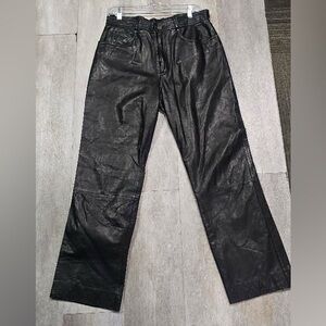Womans Black Leather Pants
